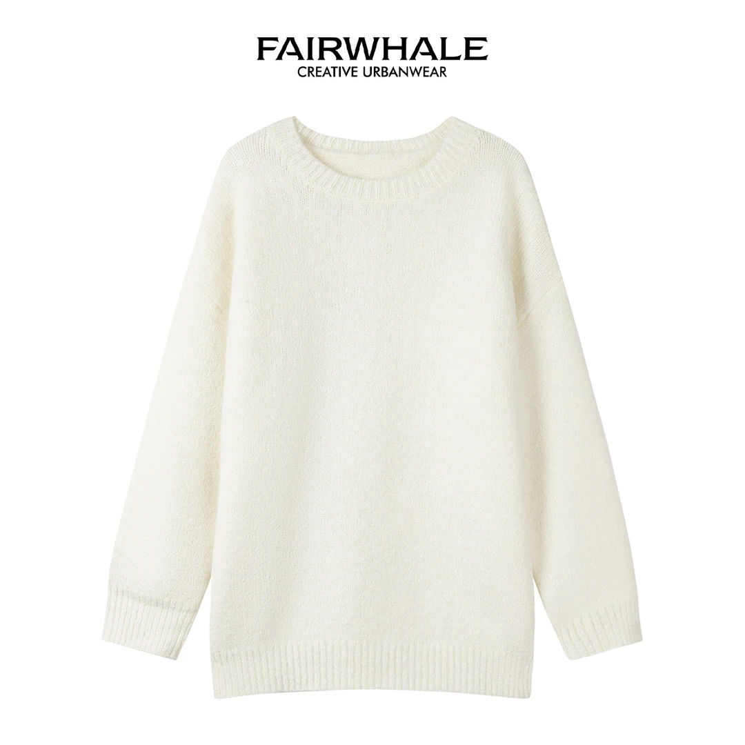 【粉丝回馈】马克华菲女装冬季舒适百搭纯色宽松毛衣 F23004AV21