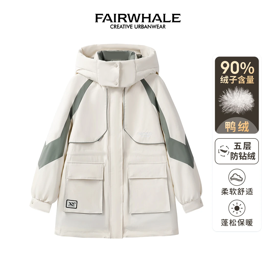 马克华菲女装2024时尚轻暖感冬季户外中长款羽绒服 F44014A144