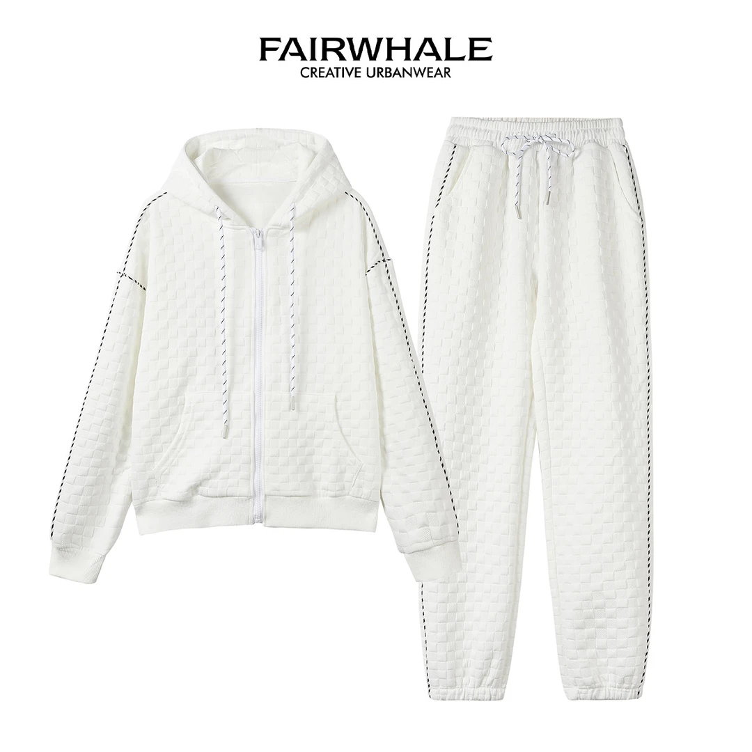 【粉丝回馈】马克华菲女装春季个性宽松连帽休闲套装 F23009A002 W