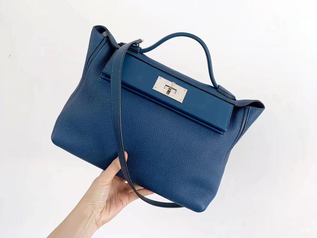 95新 Hermes/爱马仕 爱马仕/2424系列/29厘米小号/深蓝色手提包