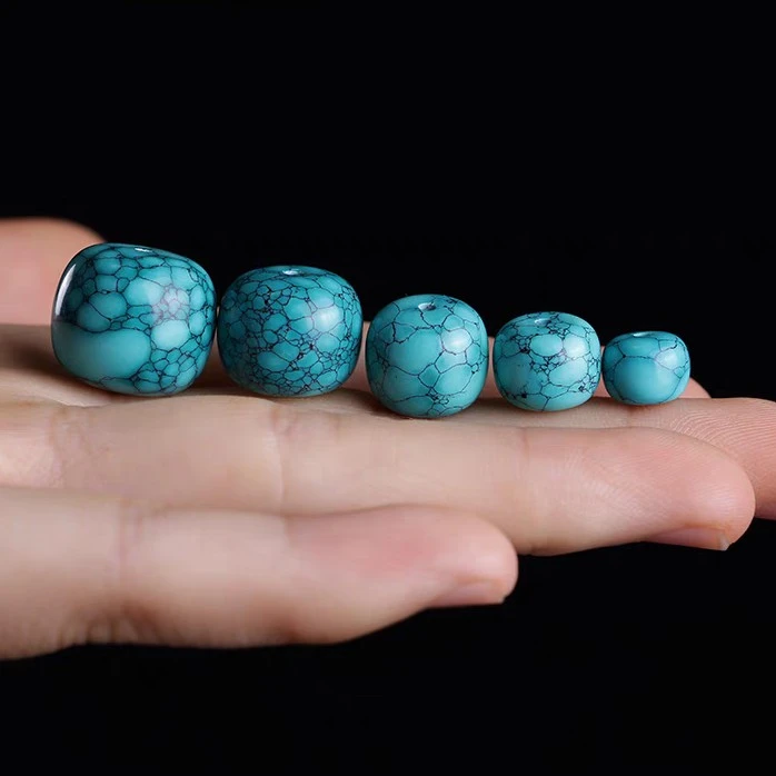 优化松石老型珠单珠水草纹散珠网花顶珠腰珠配饰多尺寸文玩第子珠