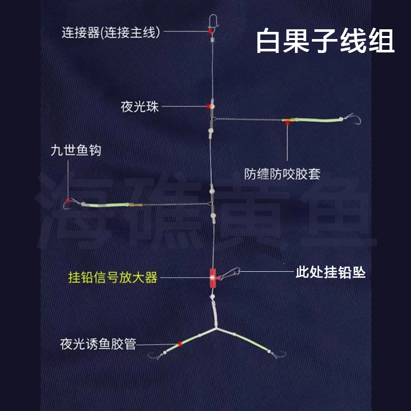 船钓白果子黄婆鸡米鱼串钩防缠绕带夜光天平钓组双头线组十件包邮