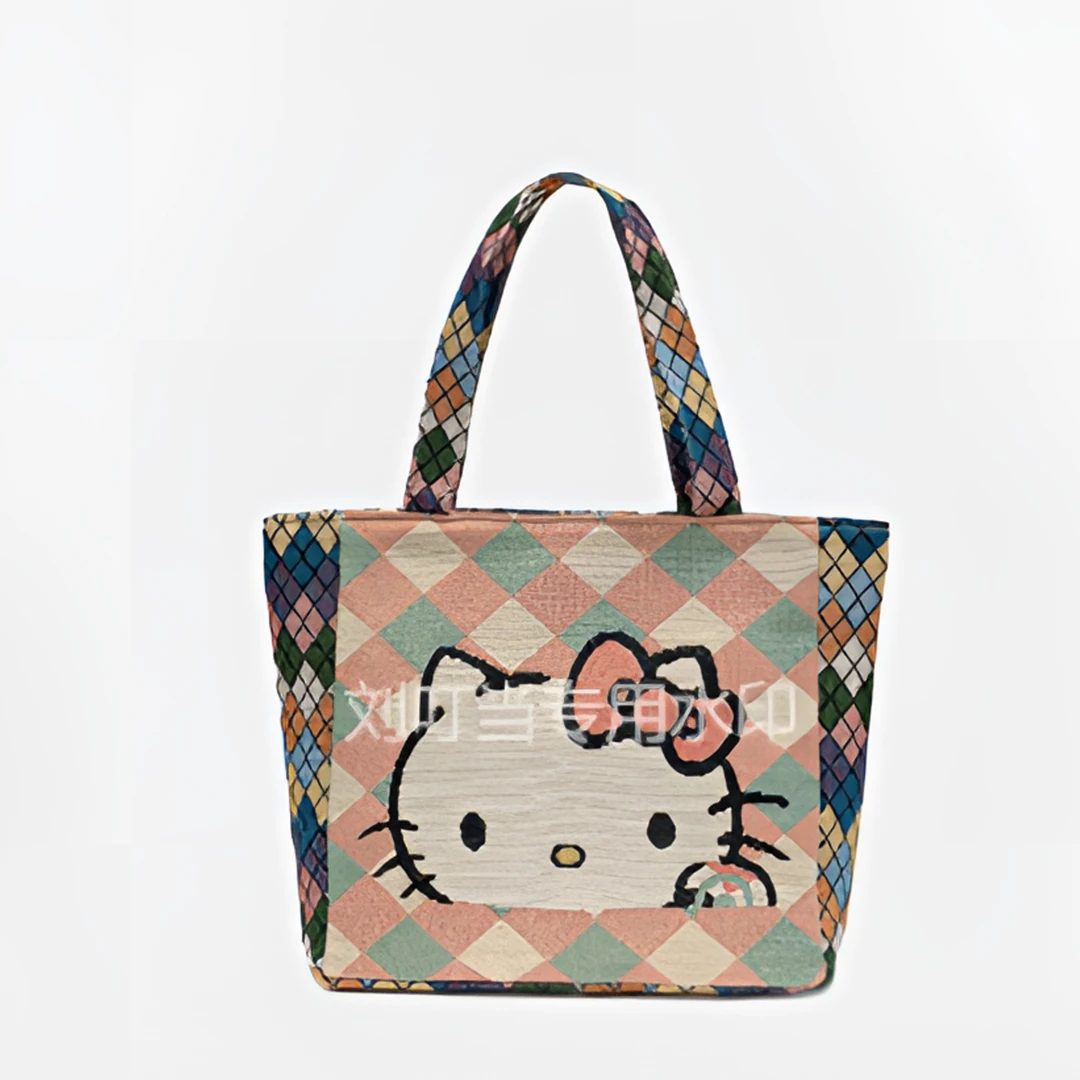 迷你卡通休闲时尚双面绣花手提包女款帆布购物手提包