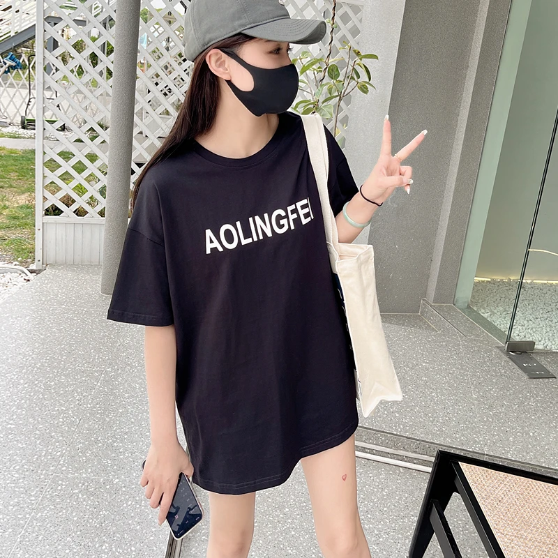 新款圆领字母休闲夏季宽松出游情侣短袖纯棉时尚简约潮流百搭T恤