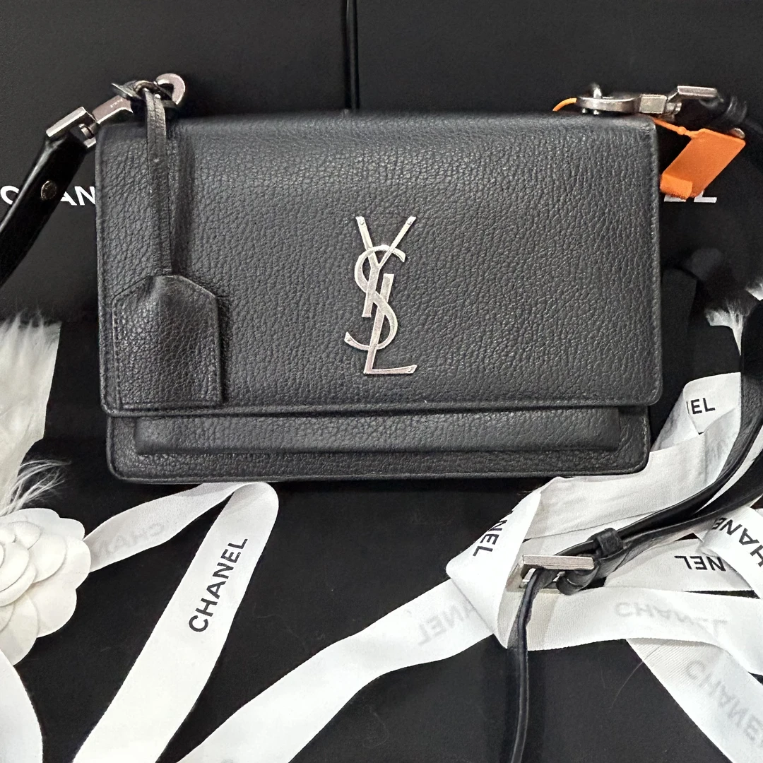95新 YSL/圣罗兰 黑银日落单肩斜挎包