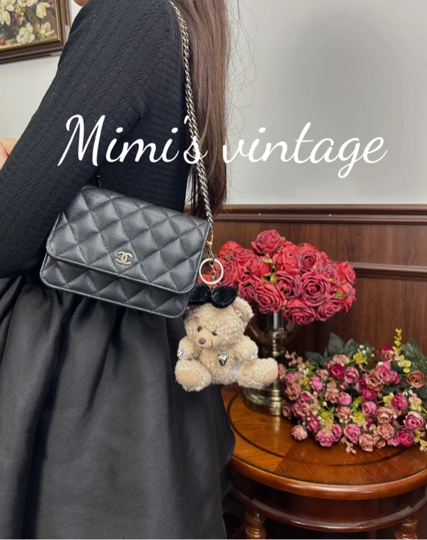 95新 Chanel/香奈儿 黑色荔枝牛woc风琴包（31开有卡）