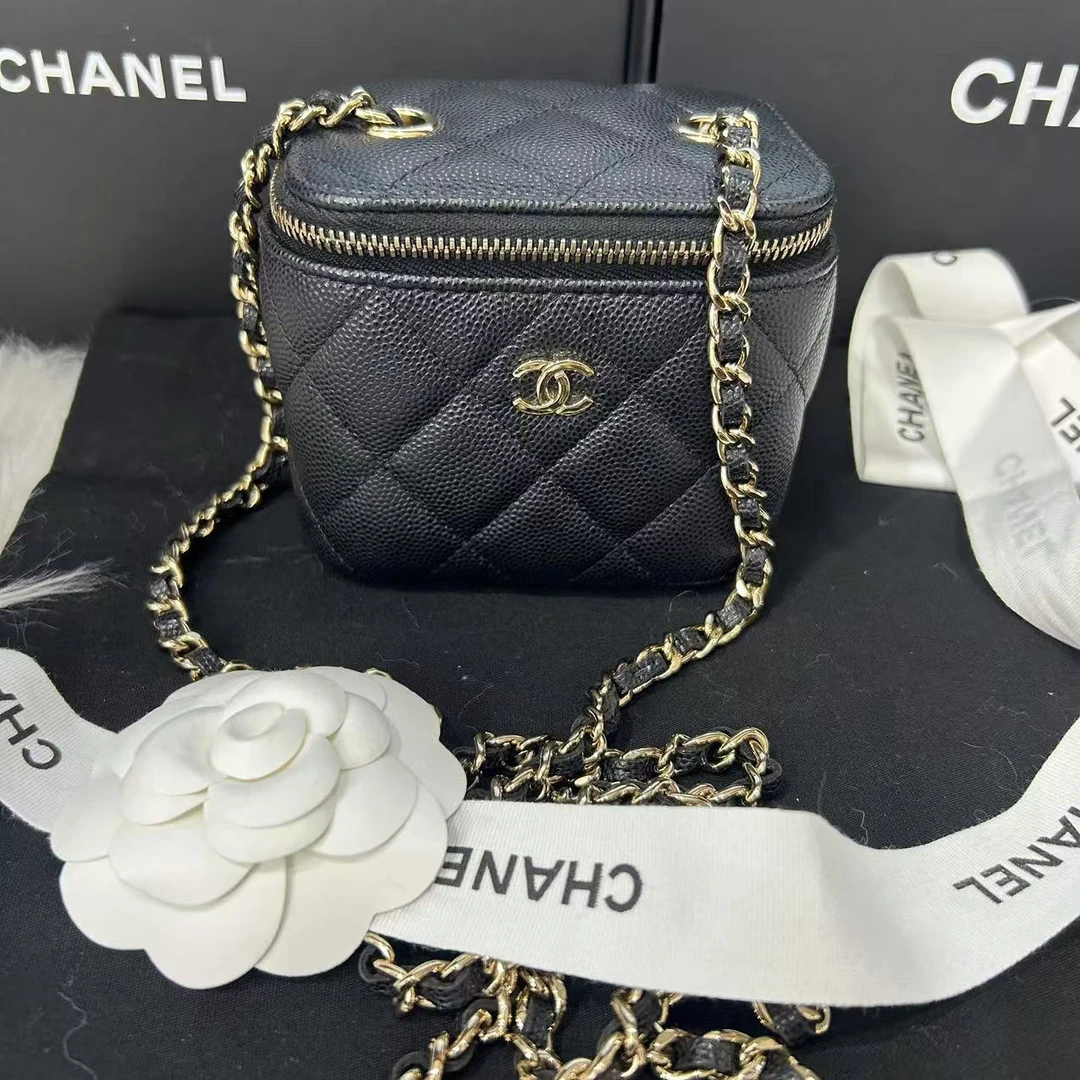 99新 Chanel/香奈儿 黑金荔枝牛小盒子（31开）