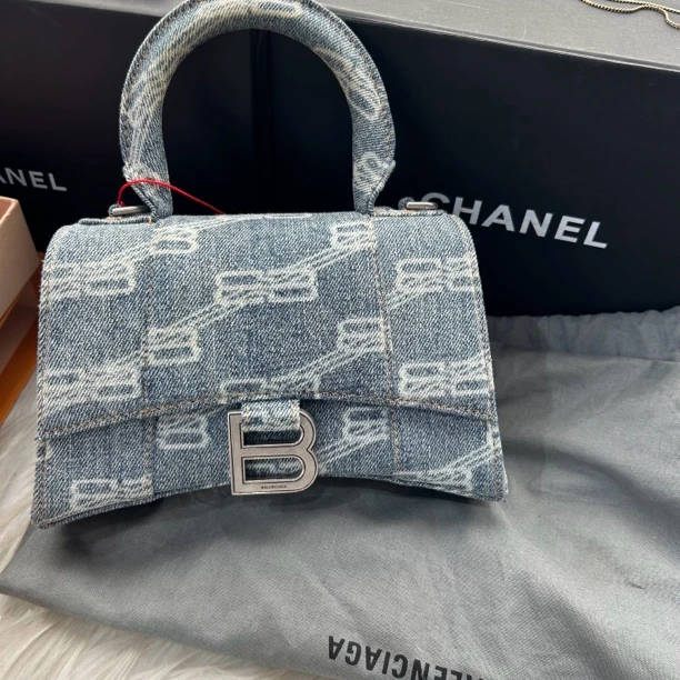 99新 Balenciaga/巴黎世家 做旧牛仔沙漏xs手提斜挎包