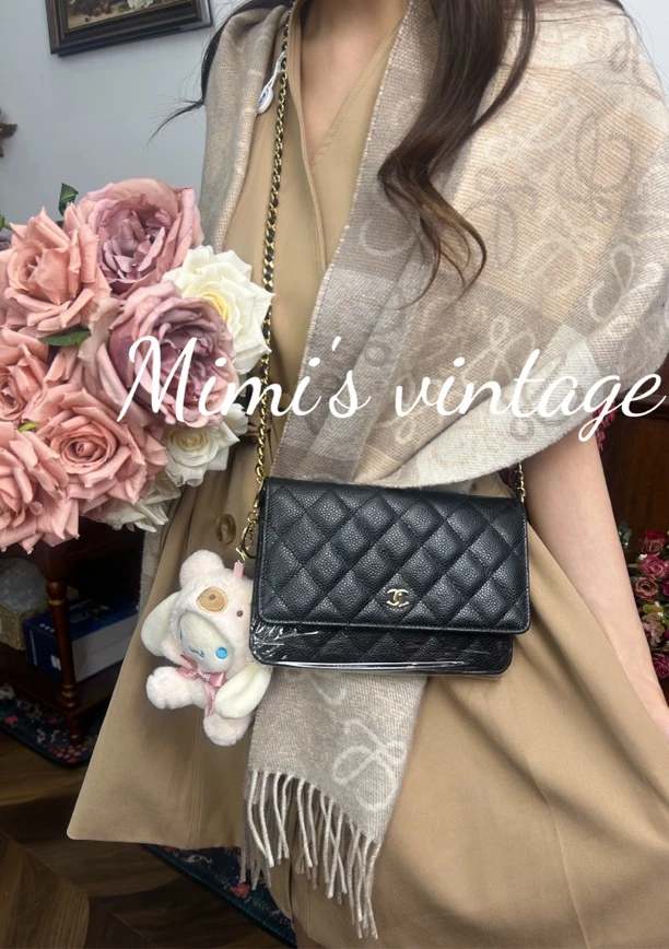 99新 Chanel/香奈儿 黑金荔枝牛发财包woc（芯片款）