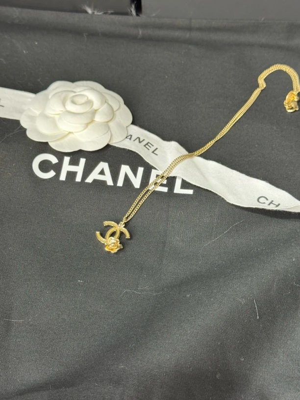 99新 Chanel/香奈儿 金色经典山茶花双c项链（193）