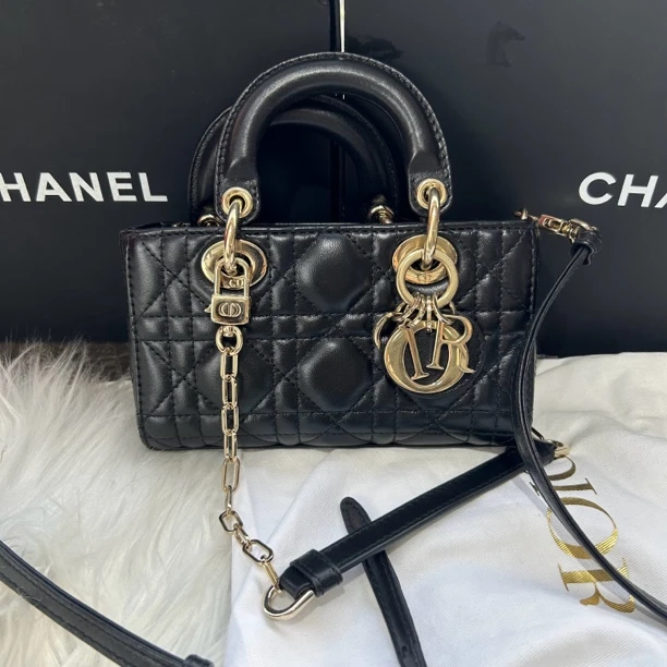 95新 DIOR/迪奥 黑金横版戴妃mini