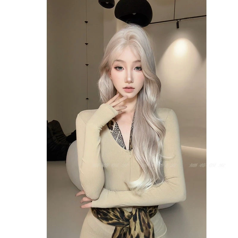 -【Rose•玫瑰庄园】精修奶茶粉白渐变小额蕾丝大头皮蛋蛋卷原创假发