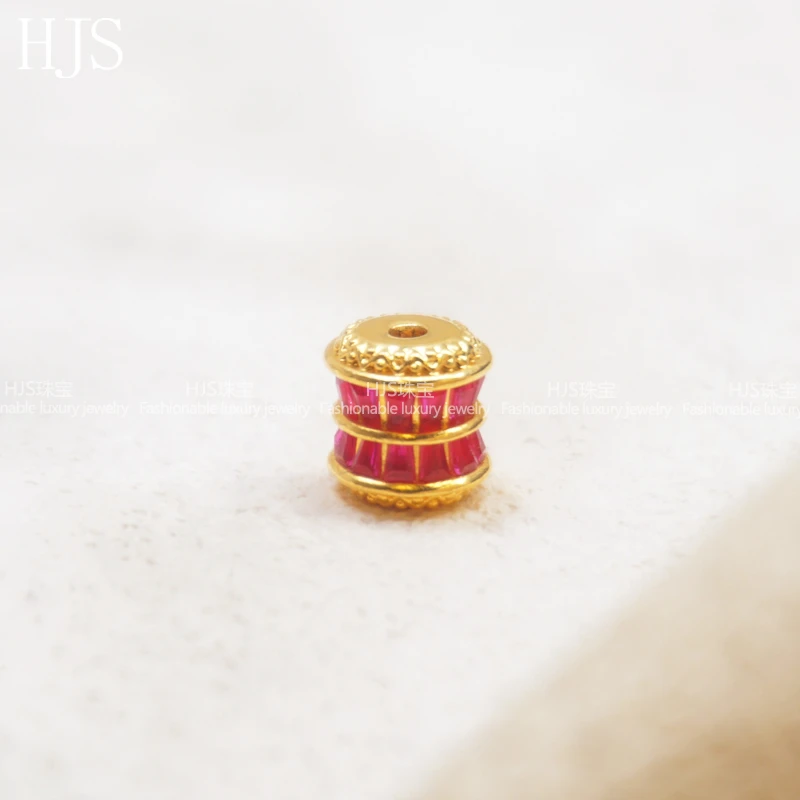 合成/培育18K金培育红宝石路路通吊坠DIY配件