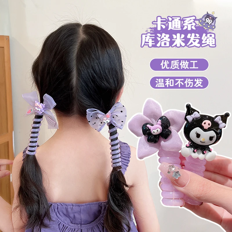儿童2025电话线发圈女童新款马尾不伤发绳宝宝扎辫子皮筋头饰