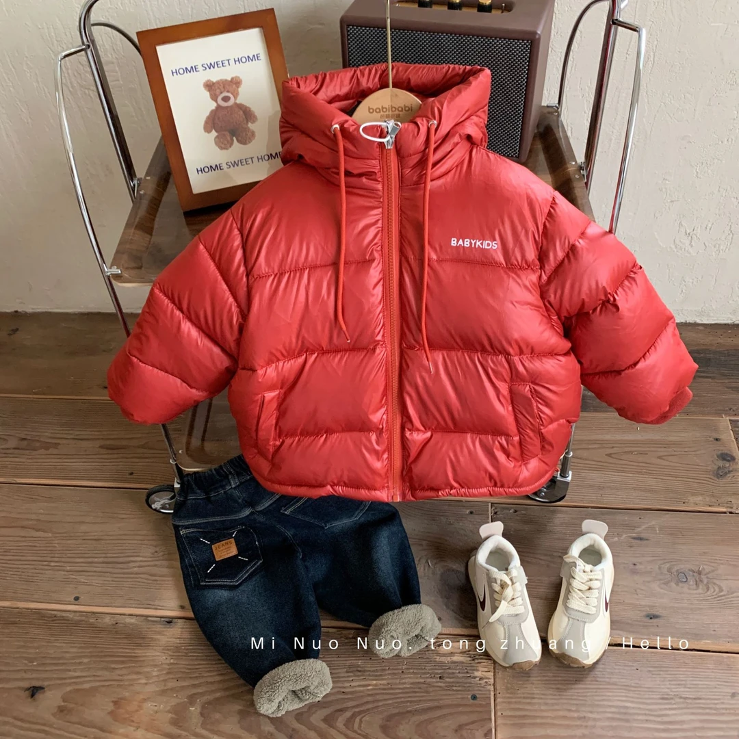 2023新款冬季新款连帽棉衣男女儿童宝宝红色外套新年衣服KK22108