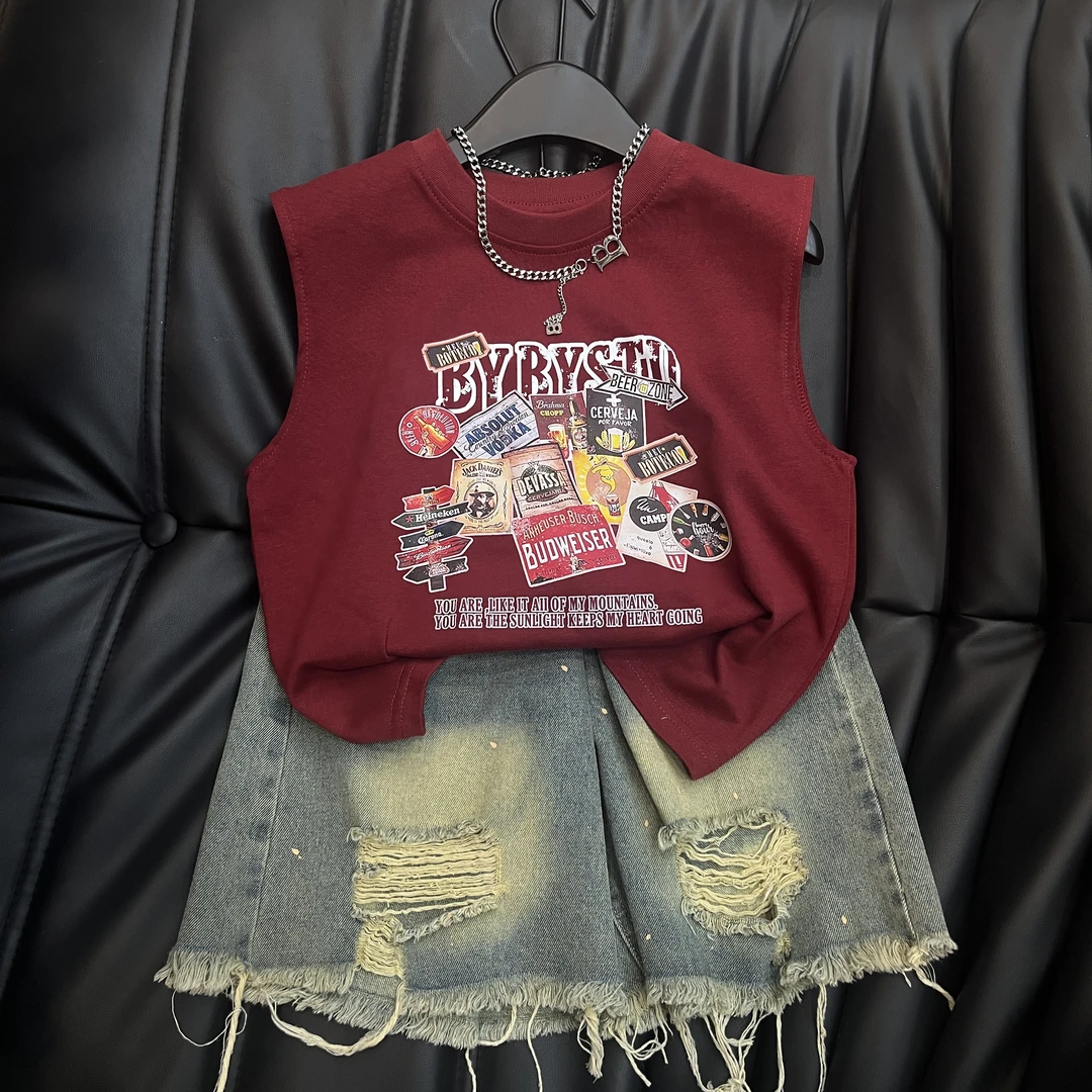 【YQ】儿童百搭背心夏季宽松圆领韩版时尚潮流无袖上衣CC0326