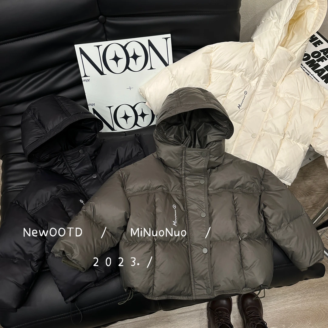 儿童男宝冬季连帽羽绒服男童加厚纯色时尚90白鸭绒冬季新款D23132