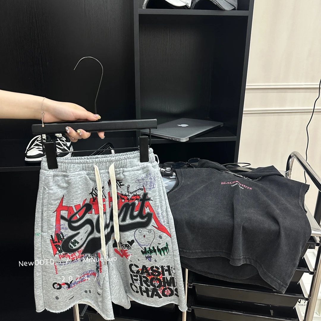 【2024新款】无感印花宽松短裤男童夏季百搭休闲韩版五分裤CC0670