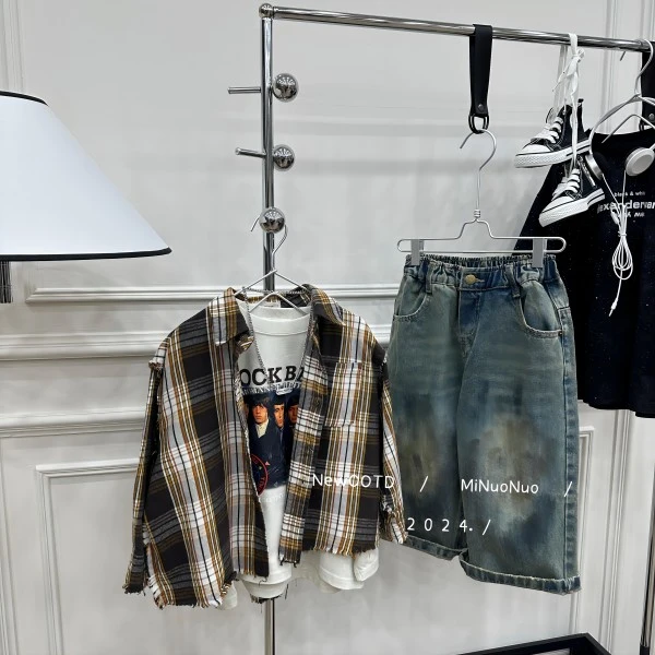 【现货】2024新款男童韩系风衬衫外套秋装潮儿童长袖衬衣洋气CC0027