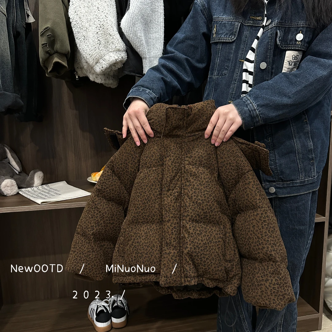 2024冬季儿童豹纹羽绒服新款冬季男童外套男女宝宝D23125
