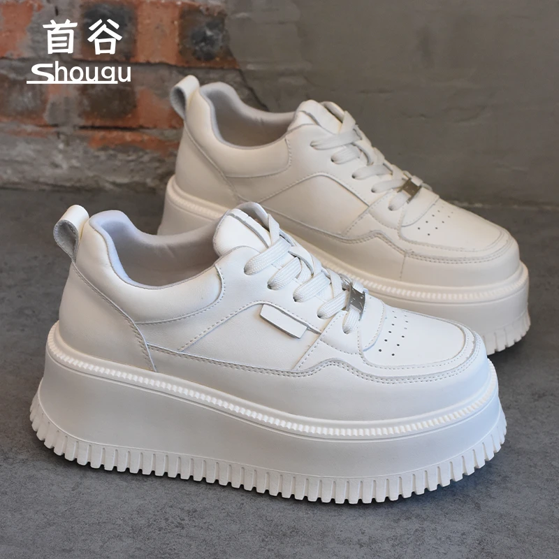 shougu/首谷2025春季新款厚底增高小白鞋女时尚休闲百搭舒适板鞋
