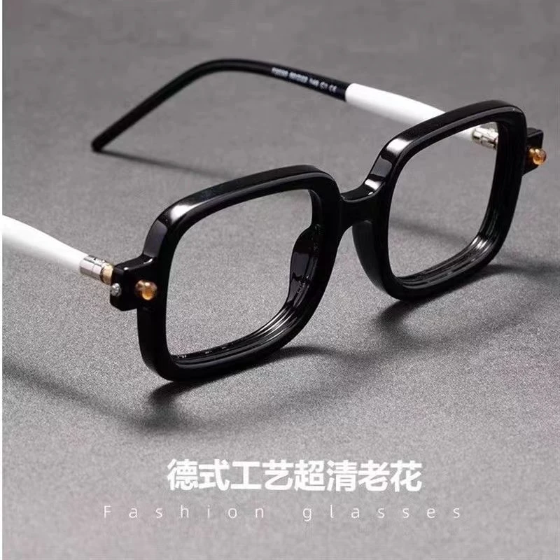 德式工艺手工粗框老花眼镜男女士防蓝光抗疲劳护目中老年花镜配镜