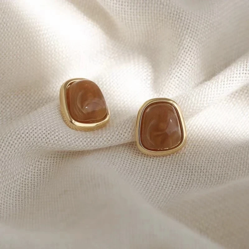 铜合金耳饰 几何复古港风气质耳钉优雅简约时尚百搭耳饰E1795