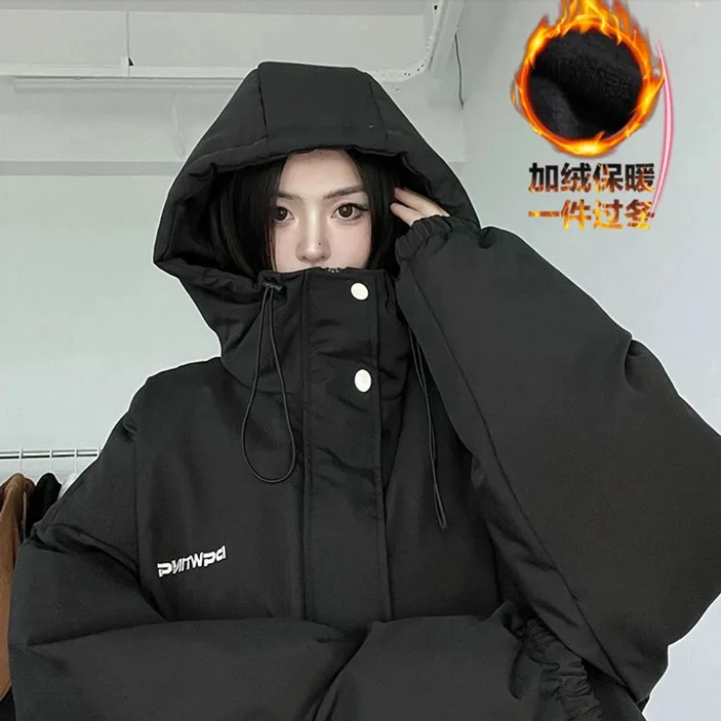 特大码300美式冲锋衣棉袄潮牌棉服外套冬季2024面包新款加厚棉衣