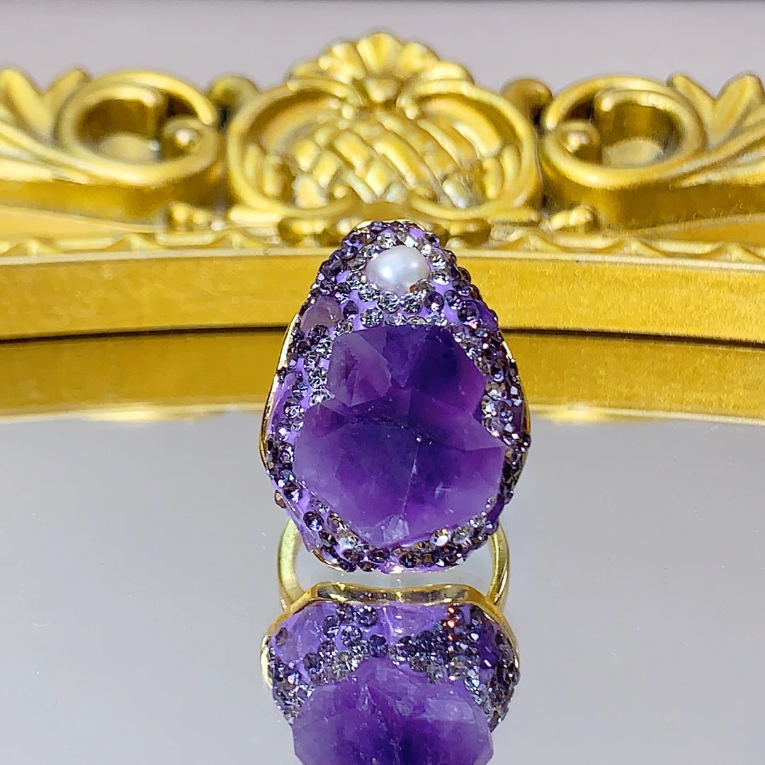 铜合金戒指 221复古手工深紫色可调节戒指