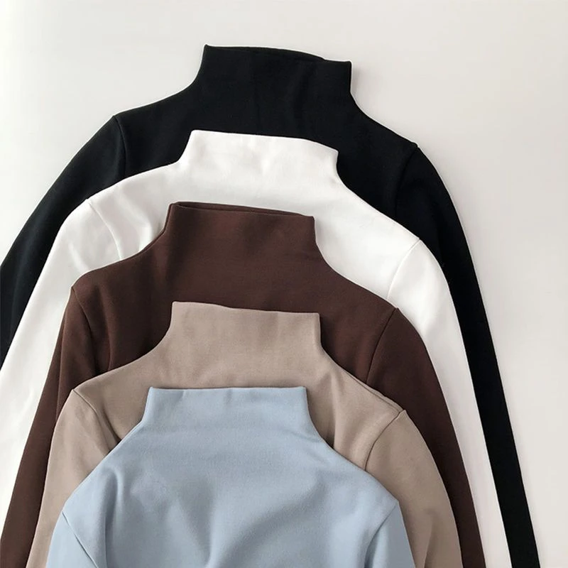 德绒打底衫女半高领秋冬加大码胖mm200斤内搭修身纯色t恤保暖上衣