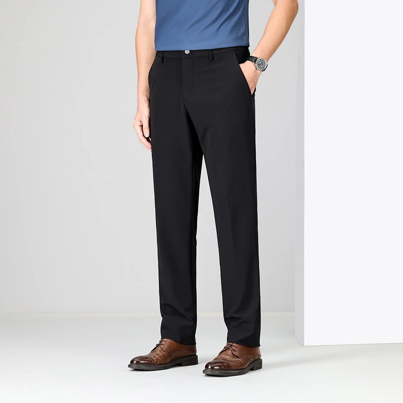 2024夏季薄款男士直筒西裤宽松百搭商务弹力修身直筒休闲裤子男