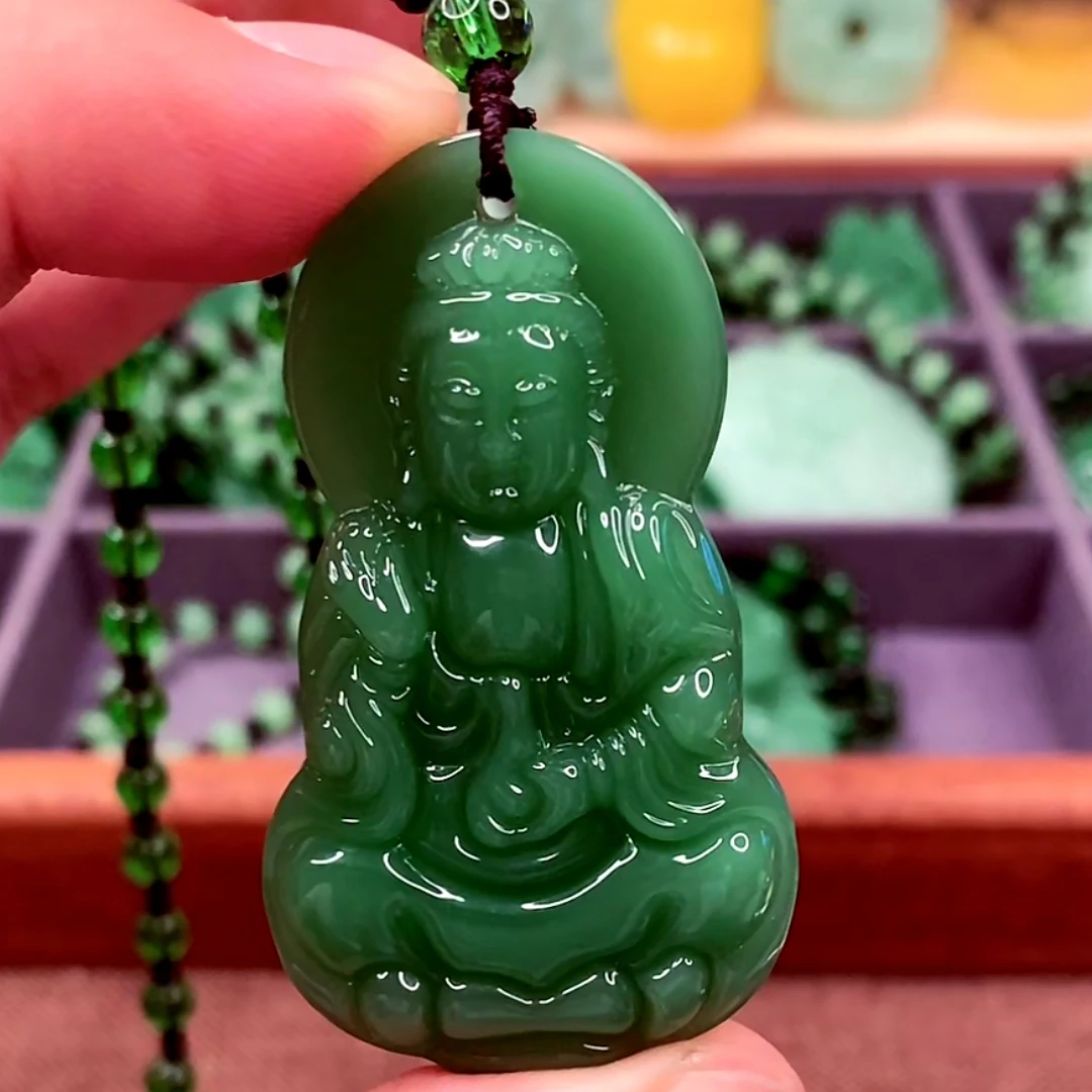 【粉丝福利】..时尚饰品深绿坐莲观音