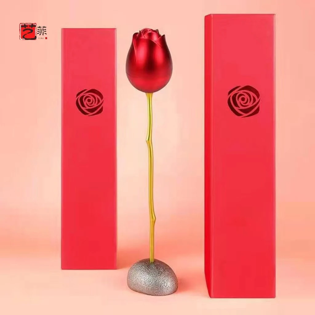 520送女朋友升降玫瑰礼盒创意喷漆金属戒指项链饰品盒送一生所爱