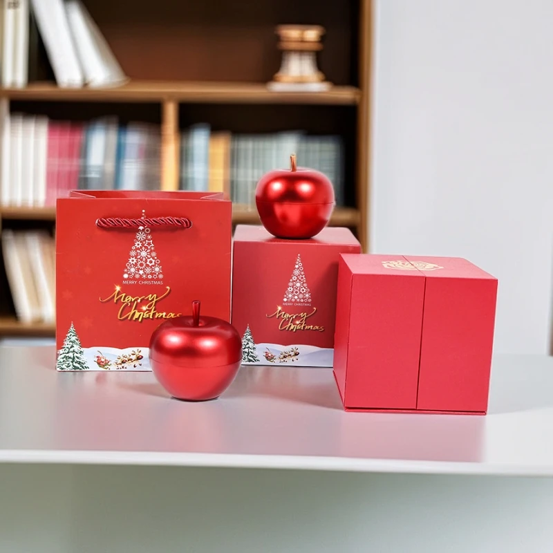 圣诞节创意升降苹果礼盒喷漆金属戒指项链饰品首饰包装盒一生所爱
