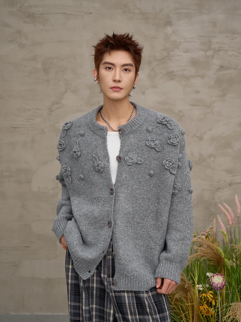 花村野羊立体钩花针织衫old-money花开富贵入冬氛围感休闲毛衣