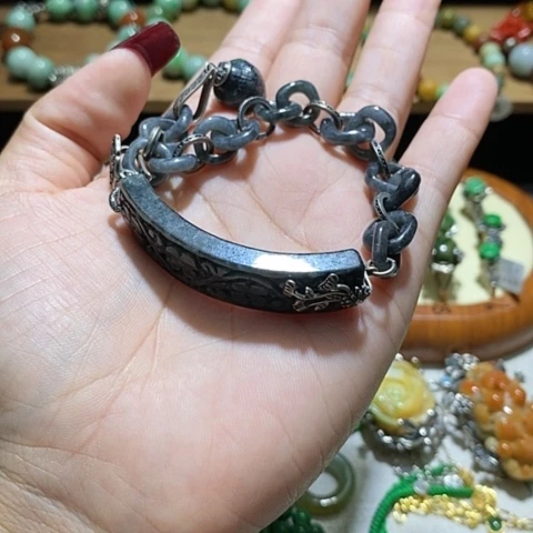 【闪购商品】翡翠手串银S925镶嵌翡翠手串