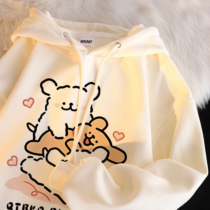 洋气卡通线条小狗印花秋季装2024新款男女童连帽卫衣中大童上衣服