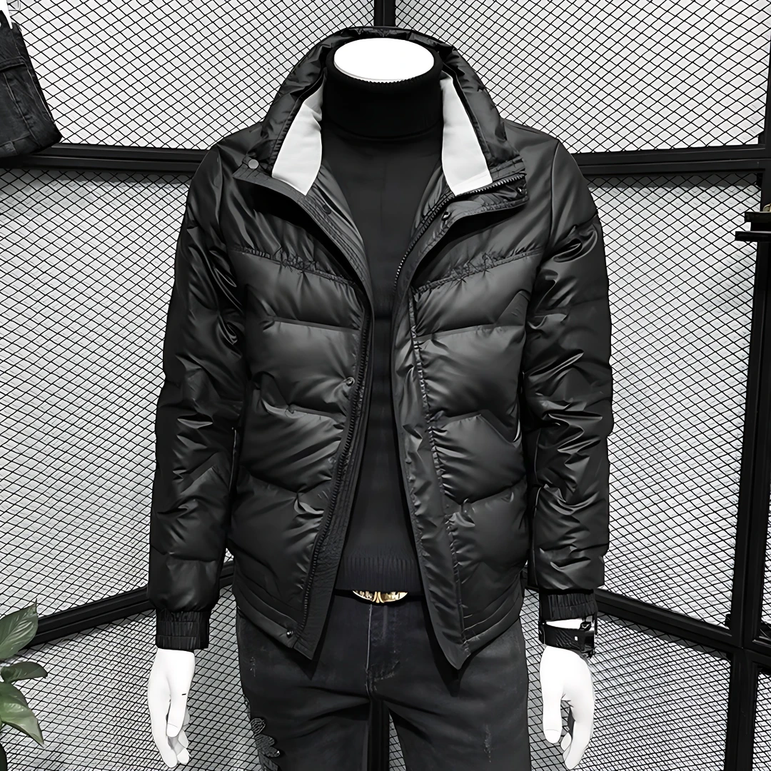 潮牌轻奢高端男款外套男秋冬款男装轻薄立领棉服男士时尚保暖棉衣