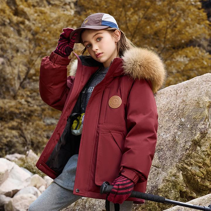 儿童羽绒服女童2024冬季新款大毛领男童中大童保暖外套亲子装