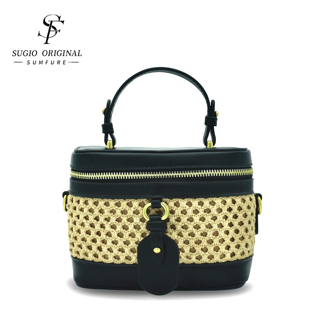 【夏季爆款】草编包轻奢小众高级感水桶包时尚百搭女新款手提斜跨包