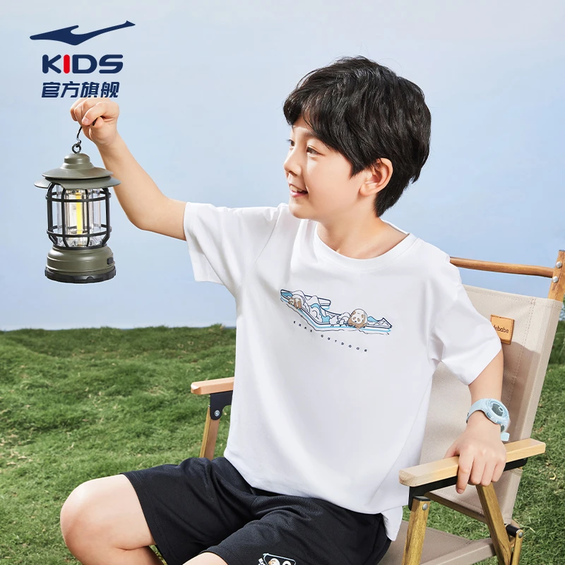 鸿星尔克儿童T恤中大童夏季运动休闲舒适凉感宽松短袖65224202039