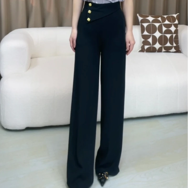 【美丽】夏季轻奢薄款腰封设计感高腰显瘦气质减龄宽松直筒阔腿裤女