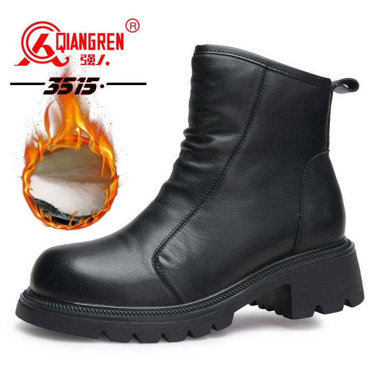 3515雪地靴加绒羊毛靴皮毛一体棉靴女鞋保暖马丁靴女真皮妈妈棉鞋