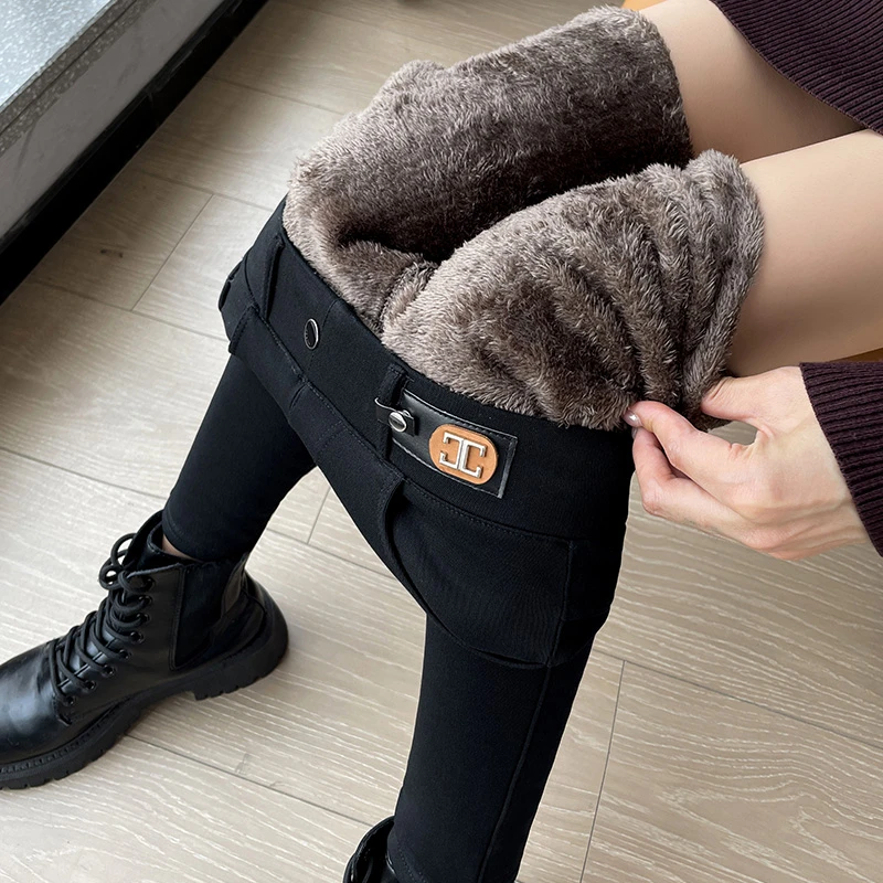 小黑裤显瘦爆款加绒加厚高腰紧身韩版百搭小脚裤打底秋冬外穿M