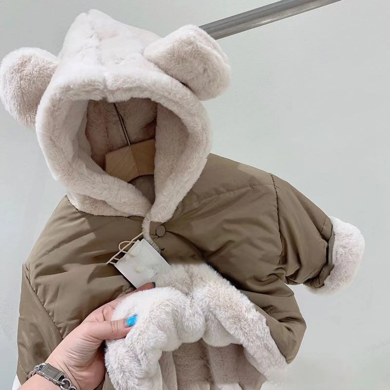 巴拉拉婴儿衣服冬装儿童棉服男女宝宝冬季加厚外出棉袄加绒小熊连