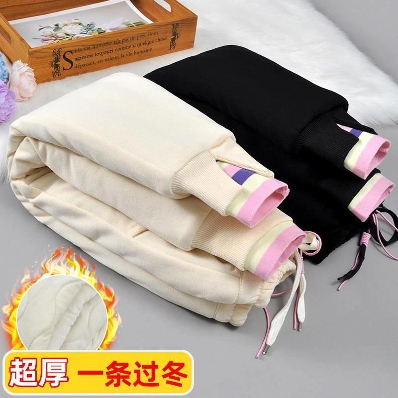 巴拉拉女童棉裤冬季三层加厚外穿洋气新款超厚长裤北方一条过冬保