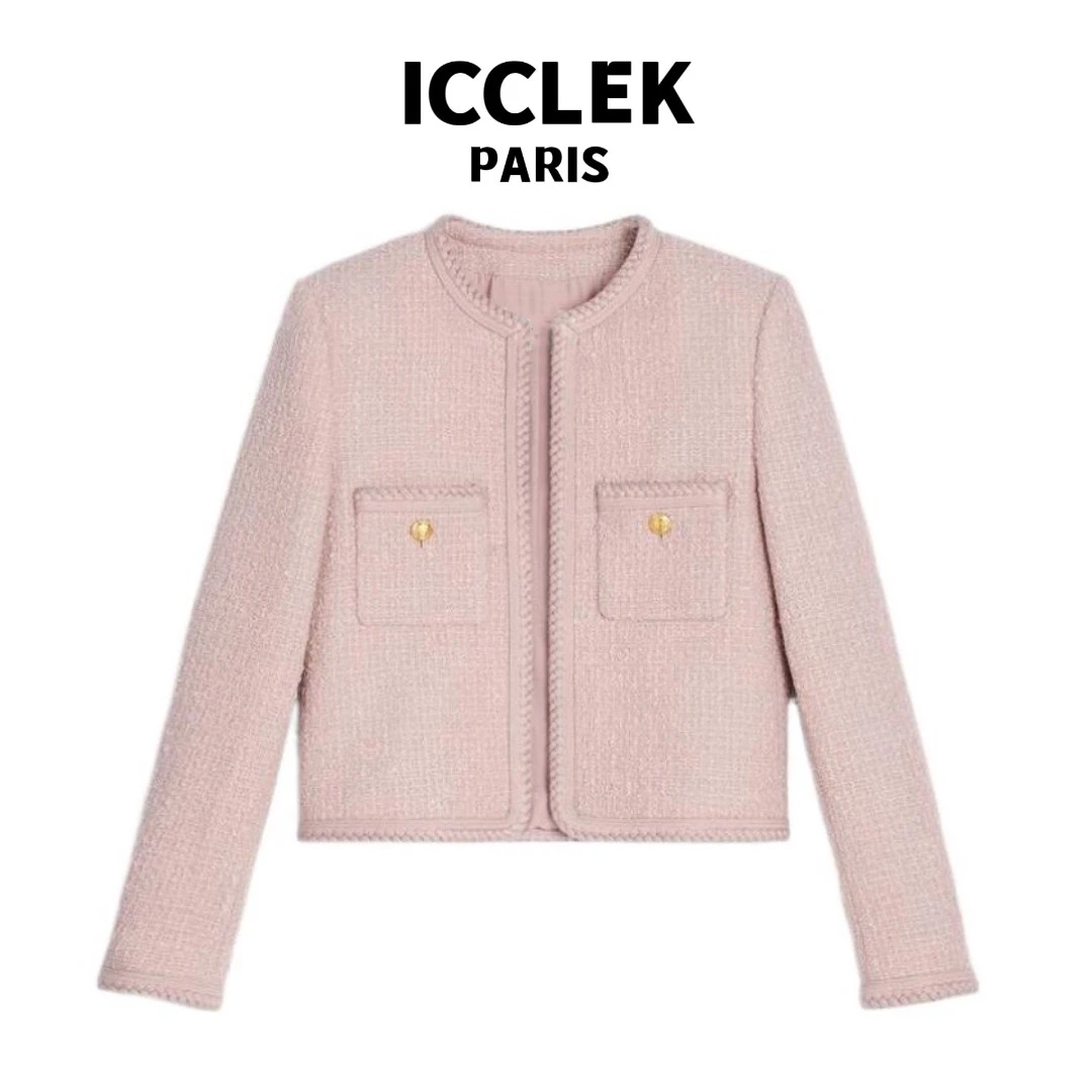 【现货】ICCLEK线上店 粗花呢手工编织外套开襟 小香风 短外套-2176