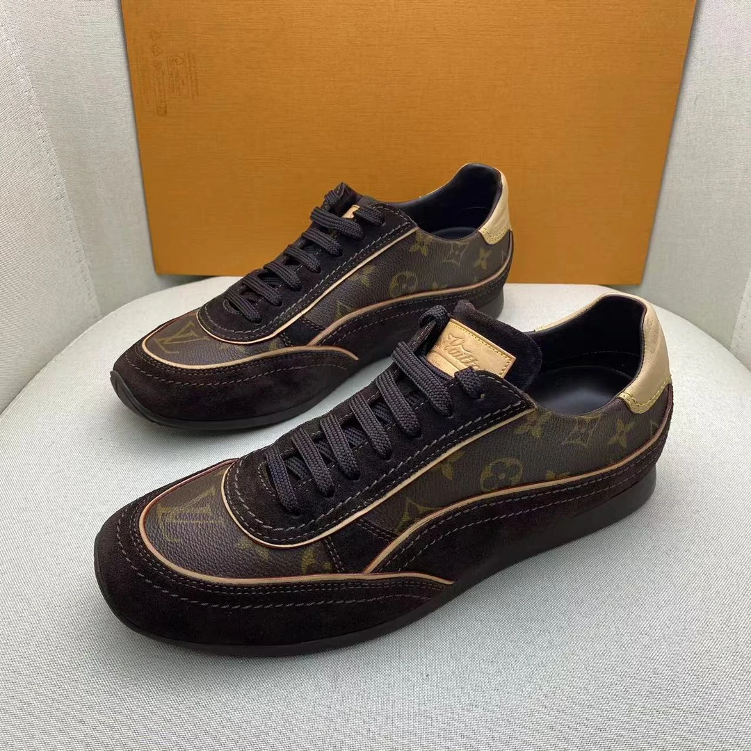 LouisVuitton/路易威登棕色老花满印时尚低帮板鞋/39.5欧/96新