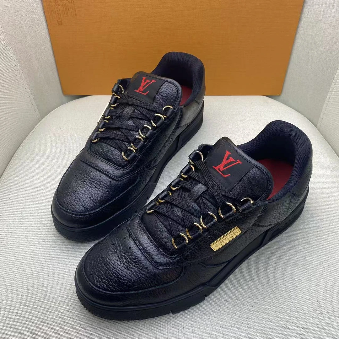 LouisVuitton/路易威登黑色金标时尚百搭Tr低帮板鞋/40欧/96新