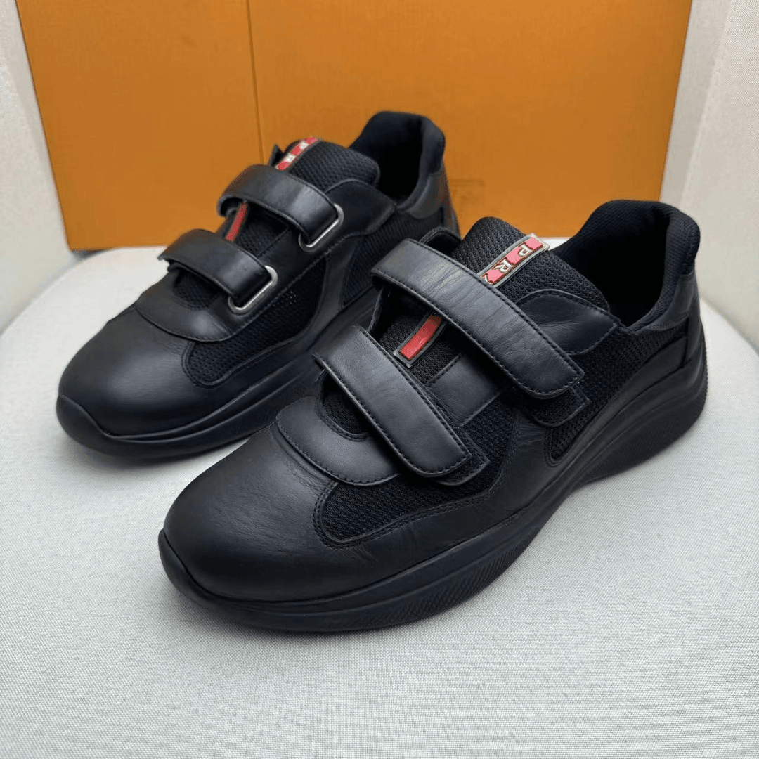 Prada/普拉达黑色透气网面魔术贴轻便休闲百搭低帮板鞋 41码/95新